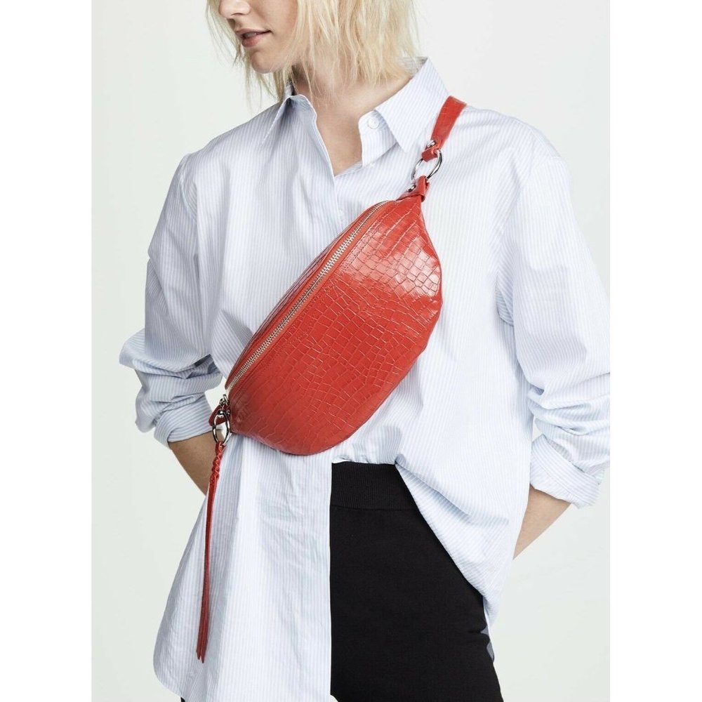 NEW Rebecca Minkoff Bree Croc Leather Fanny Pack